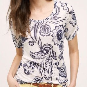 Anthropologie Meadow Rue Martigny 100% Linen Tee